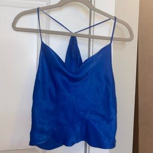 Zara satin cropped top blue